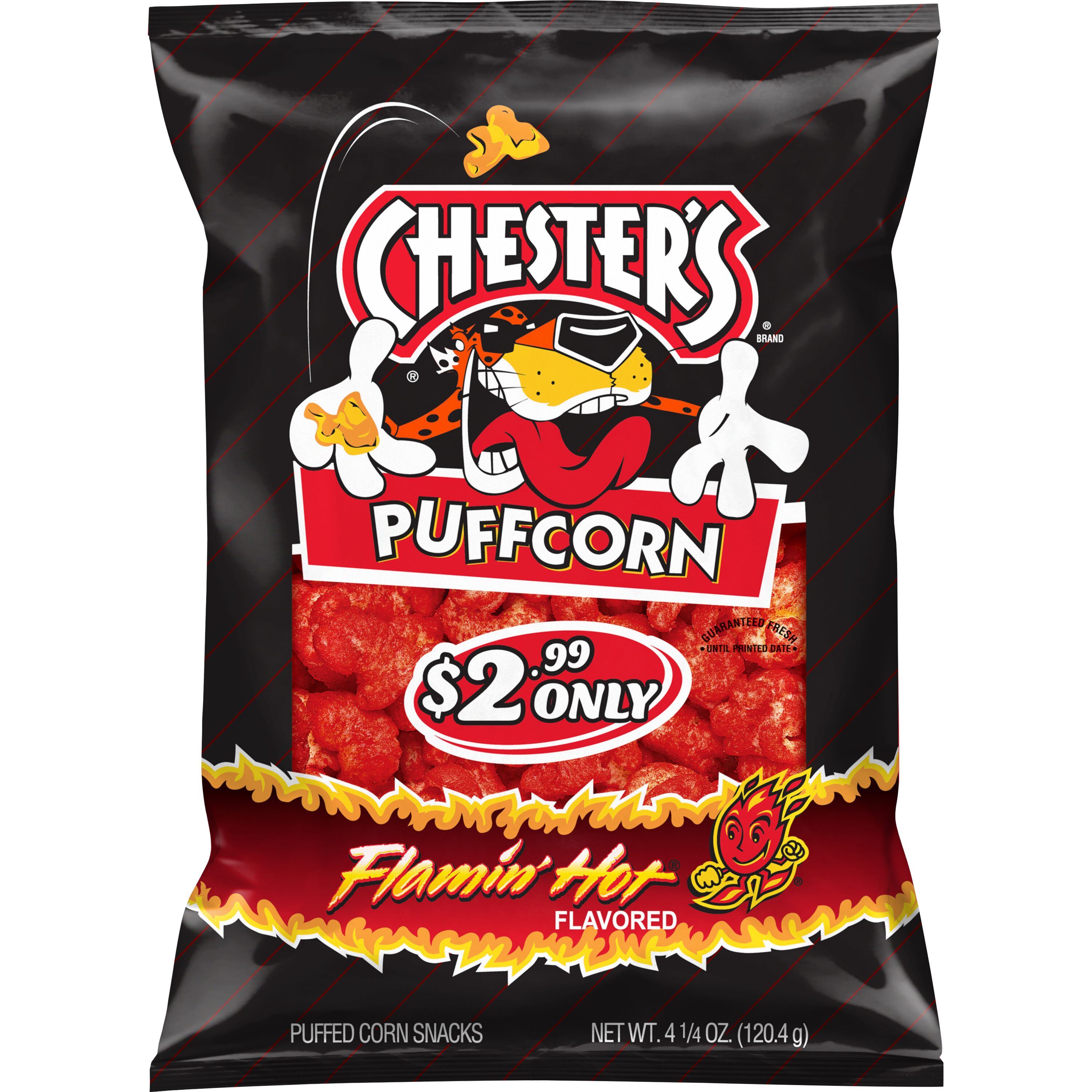 Chester's Puffcorn Flamin' Hot® Flavored Corn Snacks - Shop Now at Snacks .com